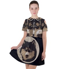 Husky Moon Short Sleeve Shoulder Cut Out Dress 