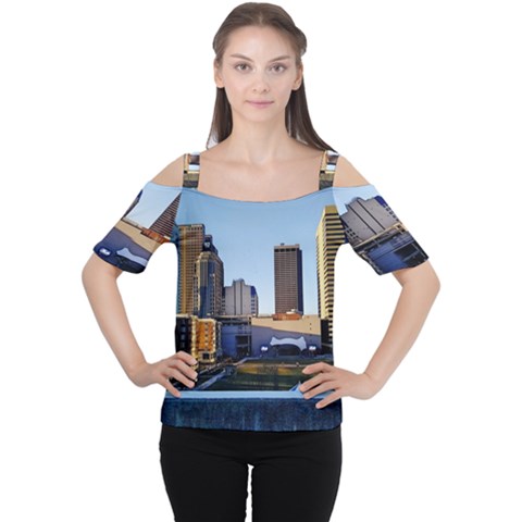 Columbus Skyline Cutout Shoulder Tee by Riverwoman