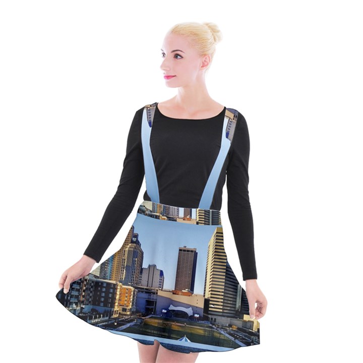 Columbus skyline Suspender Skater Skirt