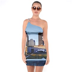 Columbus Skyline One Soulder Bodycon Dress by Riverwoman