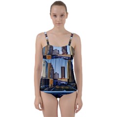 Columbus Skyline Twist Front Tankini Set by Riverwoman