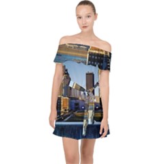 Columbus Skyline Off Shoulder Chiffon Dress