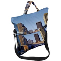 Columbus Skyline Fold Over Handle Tote Bag by Riverwoman