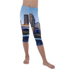 Columbus Skyline Kids  Lightweight Velour Capri Leggings  by Riverwoman