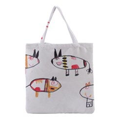 Children Children Drawing Flock Grocery Tote Bag by Pakrebo