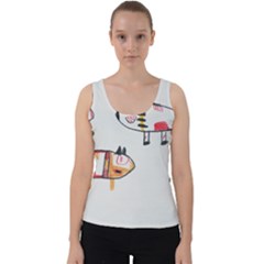 Children Children Drawing Flock Velvet Tank Top