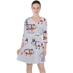 Children Children Drawing Flock Ruffle Dress