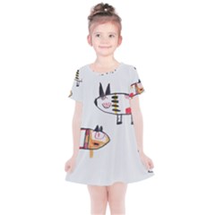 Children Children Drawing Flock Kids  Simple Cotton Dress by Pakrebo