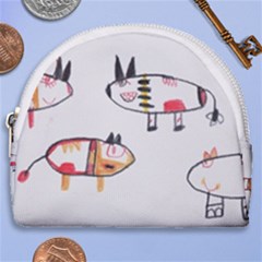 Children Children Drawing Flock Horseshoe Style Canvas Pouch