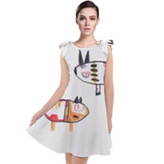 Children Children Drawing Flock Tie Up Tunic Dress