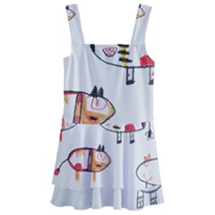 Children Children Drawing Flock Kids  Layered Skirt Swimsuit