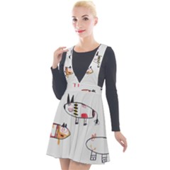 Children Children Drawing Flock Plunge Pinafore Velour Dress