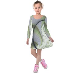 Graphic Fractal Eddy Curlicue Leaf Kids  Long Sleeve Velvet Dress