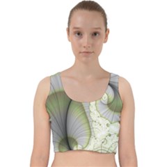 Graphic Fractal Eddy Curlicue Leaf Velvet Racer Back Crop Top