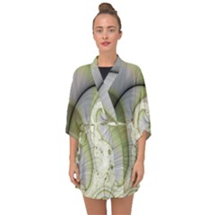 Graphic Fractal Eddy Curlicue Leaf Half Sleeve Chiffon Kimono