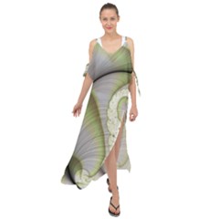 Graphic Fractal Eddy Curlicue Leaf Maxi Chiffon Cover Up Dress