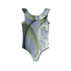 Graphic Fractal Eddy Curlicue Leaf Kids  Frill Swimsuit