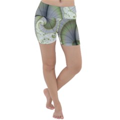 Graphic Fractal Eddy Curlicue Leaf Lightweight Velour Yoga Shorts