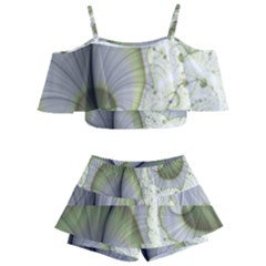 Graphic Fractal Eddy Curlicue Leaf Kids  Off Shoulder Skirt Bikini