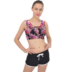 Fractals Colorful Pattern V-back Sports Bra