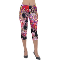 Fractals Colorful Pattern Lightweight Velour Capri Leggings 