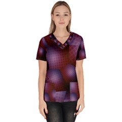 Fractal Rendering Background Women s V-neck Scrub Top by Pakrebo