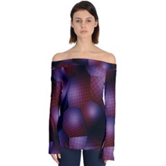 Fractal Rendering Background Off Shoulder Long Sleeve Top by Pakrebo