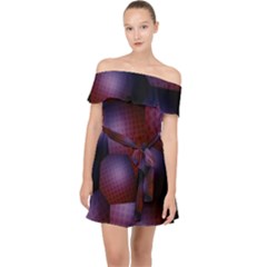 Fractal Rendering Background Off Shoulder Chiffon Dress