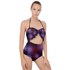 Fractal Rendering Background Scallop Top Cut Out Swimsuit