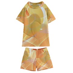 Lines Wave Heart Love Smile Kids  Swim Tee And Shorts Set