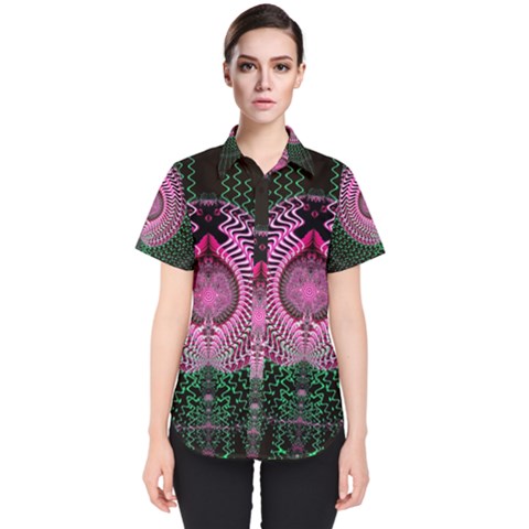 Fractal Traditional Fractal Hypnotic Women s Short Sleeve Shirt by Pakrebo