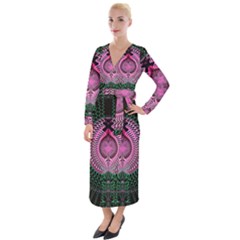 Fractal Traditional Fractal Hypnotic Velvet Maxi Wrap Dress