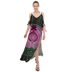 Fractal Traditional Fractal Hypnotic Maxi Chiffon Cover Up Dress