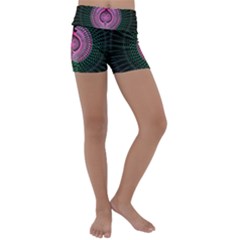 Fractal Traditional Fractal Hypnotic Kids  Lightweight Velour Yoga Shorts