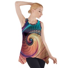 Fractal Multi Colored Fantasia Side Drop Tank Tunic by Pakrebo