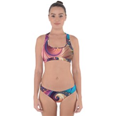 Fractal Multi Colored Fantasia Cross Back Hipster Bikini Set by Pakrebo