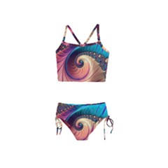 Fractal Multi Colored Fantasia Girls  Tankini Swimsuit