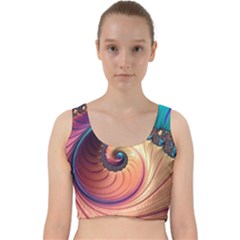 Fractal Multi Colored Fantasia Velvet Racer Back Crop Top