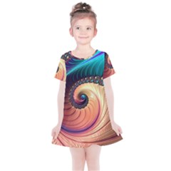 Fractal Multi Colored Fantasia Kids  Simple Cotton Dress