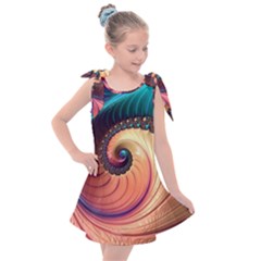 Fractal Multi Colored Fantasia Kids  Tie Up Tunic Dress