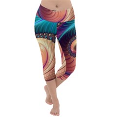 Fractal Multi Colored Fantasia Lightweight Velour Capri Yoga Leggings