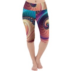 Fractal Multi Colored Fantasia Lightweight Velour Cropped Yoga Leggings