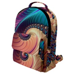 Fractal Multi Colored Fantasia Flap Pocket Backpack (small) by Pakrebo