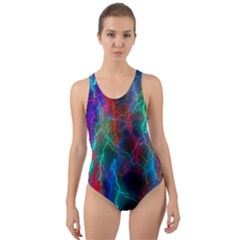 Wizzard Flashes Pattern Abstract Cut-out Back One Piece Swimsuit by Pakrebo