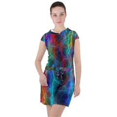 Wizzard Flashes Pattern Abstract Drawstring Hooded Dress