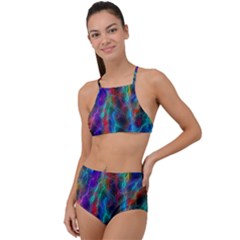 Wizzard Flashes Pattern Abstract High Waist Tankini Set by Pakrebo