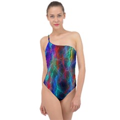 Wizzard Flashes Pattern Abstract Classic One Shoulder Swimsuit