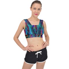 Wizzard Flashes Pattern Abstract V-back Sports Bra