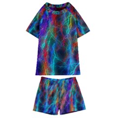 Wizzard Flashes Pattern Abstract Kids  Swim Tee And Shorts Set