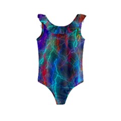 Wizzard Flashes Pattern Abstract Kids  Frill Swimsuit